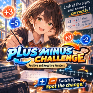 Plus Minus Challenge — illustrated d’ASH game thumbnail, matching the Japanese original.