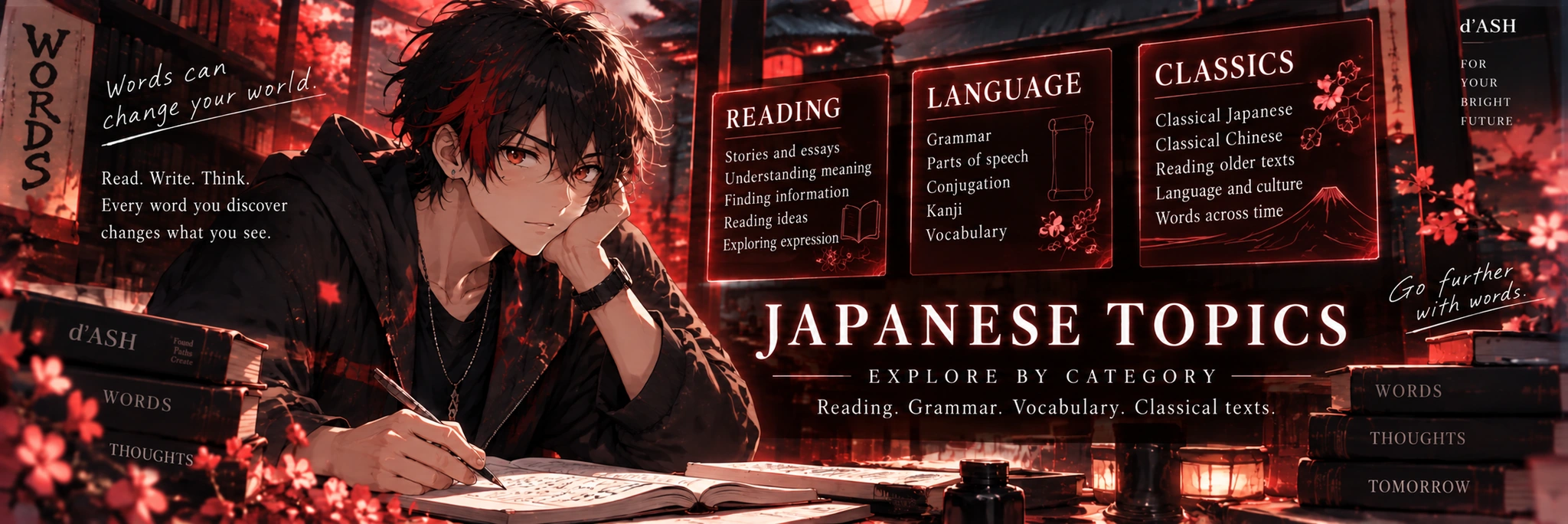 Japanese learning topics. Explore by category.